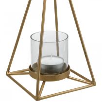 Lanterna appesa portacandele in oro da appendere 15×15×38 cm