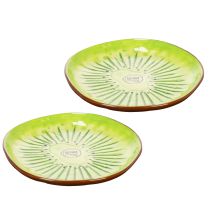 Prodotto Piatti rotondi in ceramica con motivo kiwi, adatti per tavolo da pranzo o cucina, 16 cm, 2 pezzi