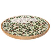 Prodotto Piatto decorativo natalizio con motivo di agrifoglio, 25 cm