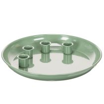Prodotto Piatto portacandele per corona d'Avvento verde con quattro portacandele, 24 cm