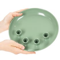 Prodotto Piatto portacandele per corona d'Avvento verde con quattro portacandele, 24 cm