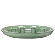 Prodotto Piatto portacandele per corona d'Avvento verde con quattro portacandele, 24 cm