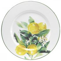Prodotto Piatto decorativo, mediterraneo, piatto in metallo con ramo di limone Ø34cm