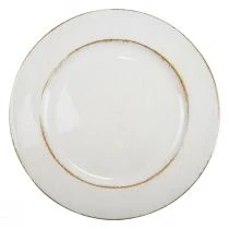 Prodotto Piatto decorativo rotondo in plastica retrò bianco marrone lucido Ø30cm