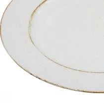 Prodotto Piatto decorativo rotondo in plastica retrò bianco marrone lucido Ø30cm