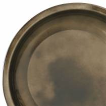 Piatto decorativo in metallo bronzo con effetto smalto Ø23,5 cm