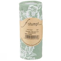 Prodotto Nastro da tavolo verde rotolo di nastro fiori di cotone menta 15 cm 3 m