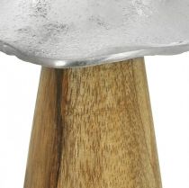 Decorazione da tavola deco fungo metallo legno fungo legno argento H10cm