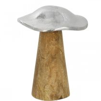 Decorazione da tavola fungo decorativo in metallo legno argento fungo in legno H14cm