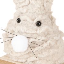 Prodotto Coniglietto pasquale decorativo in peluche – soffice decorazione pasquale in beige e bianco su base in legno H18cm 2 pz.