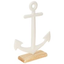 Prodotto Decorazione da tavolo Ancora marittima su base Bianco Naturale 20x5x26cm