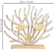 Prodotto Decorazione da tavolo nautica, decorazione corallo, pesce, legno, metallo, L30cm