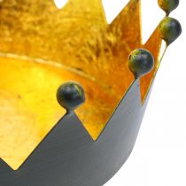 Decorazione da tavola Corona di Natale oro nero Ø16,5cm H6cm