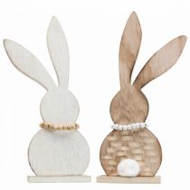 Decorazione da tavola coniglietto pasquale standee legno bianco/natura H27cm 2pz
