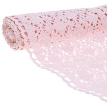 Runner da tavola all&#39;uncinetto in pizzo rosa 30 cm x 140 cm