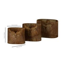 Prodotto Set di 3 vasi da fiori ovali in metallo a forma di cervo, stile rustico, 24 cm.
