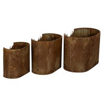 Prodotto Set di 3 vasi da fiori ovali in metallo a forma di cervo, stile rustico, 24 cm.