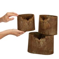 Prodotto Set di 3 vasi da fiori ovali in metallo a forma di cervo, stile rustico, 24 cm.
