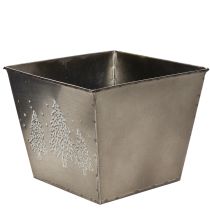Prodotto Fioriera quadrata in metallo con motivo a abete, 18 cm