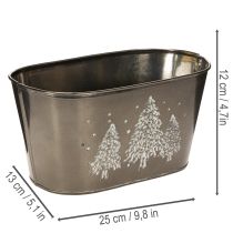 Prodotto Fioriera ovale con decorazione a rilievo di abete, 25 cm