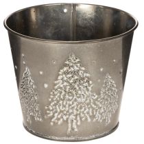 Prodotto Fioriera in metallo con alberelli glitterati, 13 cm