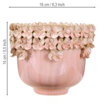 Prodotto Vaso per fiori in ceramica rosa – Elegante vaso per piante con decorazione floreale Ø16cm