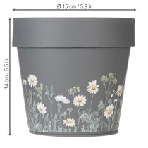Prodotto Vaso da fiori con delicato motivo di fiori selvatici, pratico da usare su balcone o terrazza, 15 cm, 3 pezzi