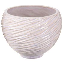 Prodotto Ciotola per piante in ceramica crema-rosa – Vaso decorativo moderno con motivo a scanalature Ø15cm 2 pezzi