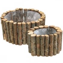 Ciotola per piante rotonde rami di betulla naturale Ø14/20cm set di 2