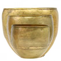 Prodotto Set di 3 vasi decorativi in metallo effetto ottone, Ø18/15/12,5 cm.