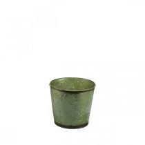 Fioriera con decorazione a foglia, vaso in metallo per l&#39;autunno, secchio per piante verdi Ø10cm H10cm