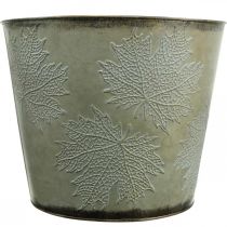 Prodotto Vaso per piante, decorazione autunnale, vaso in metallo con foglie dorate Ø25,5 cm H22 cm