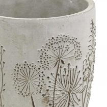 Vaso vaso di fiori in cemento bianco con fiori in rilievo vintage Ø14,5cm