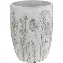 Vaso Concrete White Vaso di fiori con fiori in rilievo vintage Ø18cm