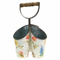 Vaso da fiori design floreale con manico a forcella 3 pezzi H27cm