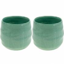 Fioriera in ceramica, ciotola per fioriera, vaso in ceramica ondulato Ø16cm 2 pezzi