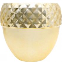 Prodotto Fioriera in ceramica ghianda dorata decorazione natalizia Ø18cm H16.5cm