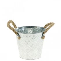 Portavasi con manici, ciotola decorativa con motivo floreale, vaso in metallo Ø14.5cm