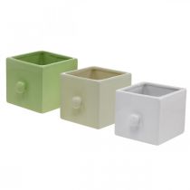 Prodotto Fioriera in ceramica, cassetto per piantare, quadrato, 12×10,5×9,5 cm 3 pz