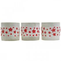 Prodotto Decorazione in ceramica motivo a stella, fioriera, aspetto cemento, decorazione dell'Avvento Ø10,5 cm H9,5 cm 3 pezzi