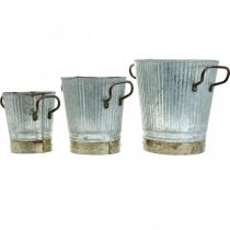 Prodotto Fioriera in metallo con manici decorazione vintage Ø26/20/17cm set di 3