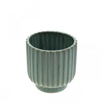 Prodotto Vaso per piante, vaso in ceramica, fioriera ondulata verde, marrone Ø11.5cm H12.5cm