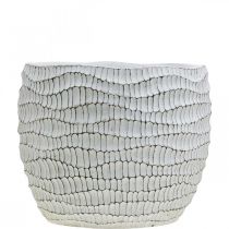 Prodotto Fioriera in cemento bianco vintage a nido d'ape decorativo vaso da fiori H15 cm Ø15 cm