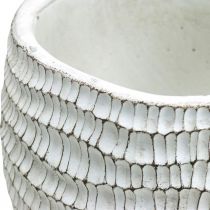 Prodotto Fioriera in cemento bianco vintage a nido d&#39;ape vaso di fiori decorativo H15cm Ø15cm