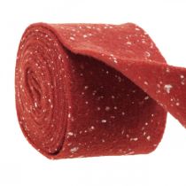 Nastro in feltro rosso con pois, nastro decorativo, nastro piatto, feltro di lana rosso ruggine, bianco 15 cm 5 m