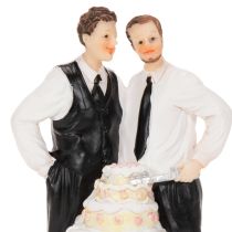 Prodotto Decorazione per torta raffigurante una coppia di uomini con torta, 16,5 cm