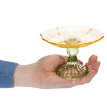 Prodotto Piatto decorativo in vetro con piede, motivo floreale, ideale per presentazioni festive, 15 cm