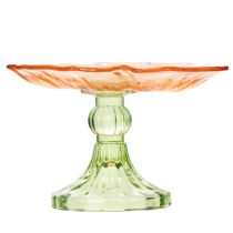 Prodotto Piatto decorativo in vetro con piedistallo, con motivo floreale, ideale per decorare la tavola con stile e per l'estate, 15 cm.
