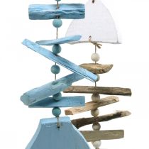 Decorazione marittima di pesce in legno galleggiante per appendere 30 cm set di 2 pezzi