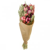 Prodotto Bouquet di fiori secchi, elicriso, grano, capsula di papavero, Phalaris, canna palustre, 55 cm